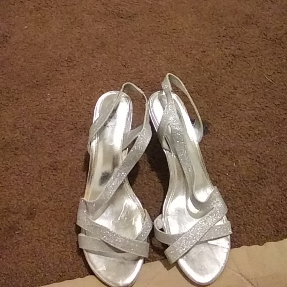 Silver sparkling shoes